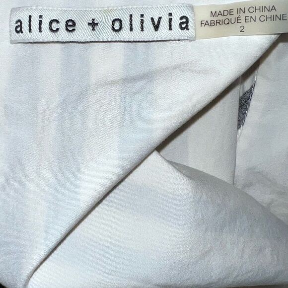 Alice + Olivia Augusta Striped Ruffle Sleeve Dress Womens Sz 2 - Picture 6 of 8
